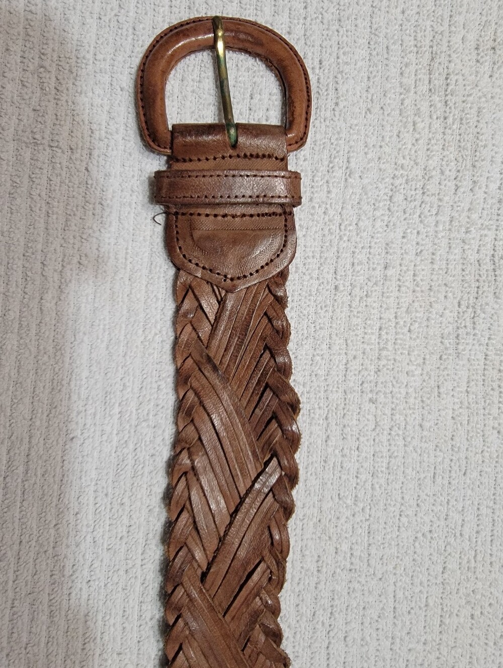Vintage Women's Braided Leather Belt - Brown EUC
